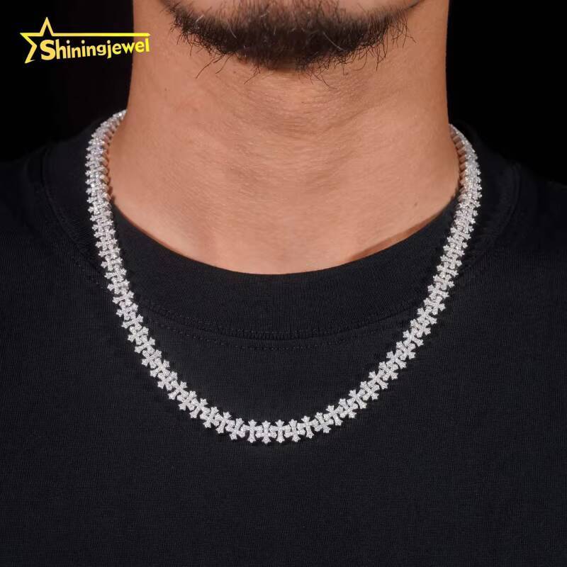 Wholesale Price Fine Jewelry Fashion Hot Selling 925 Sterling Silver Hip Hop 8mm Iced Out Infinity Cross Necklaces Bracelet