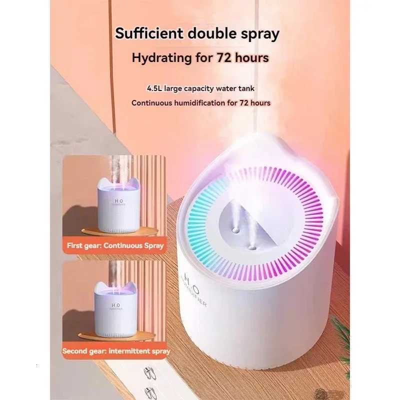 Double spray large capacity humidifier He mini desktop fog volume humidifier Essential oil diffuser water refill air purifier C251204
