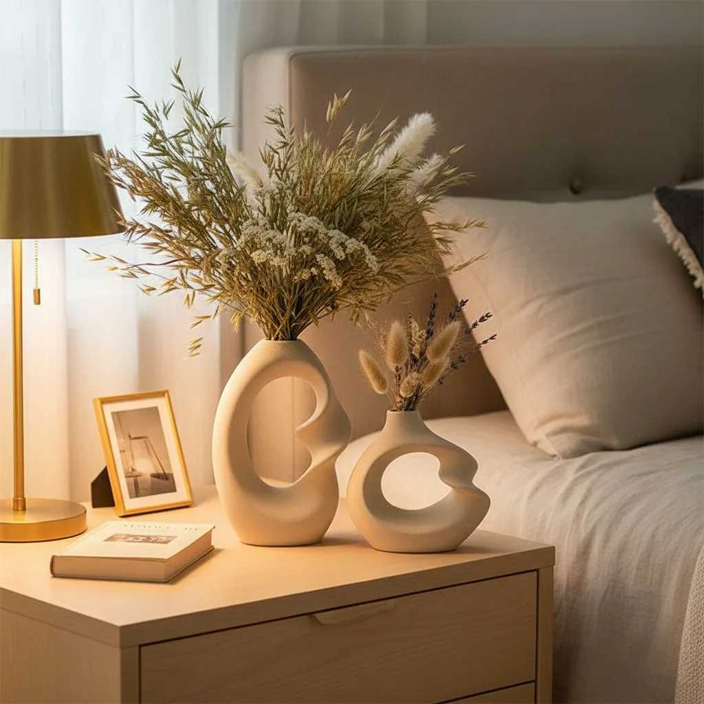 CAPIRON Ceramic Matte Vase Set of 2 for as Grass Dried Flower Modern Nordic Accessories He Decoration Tabletop Interior H251204