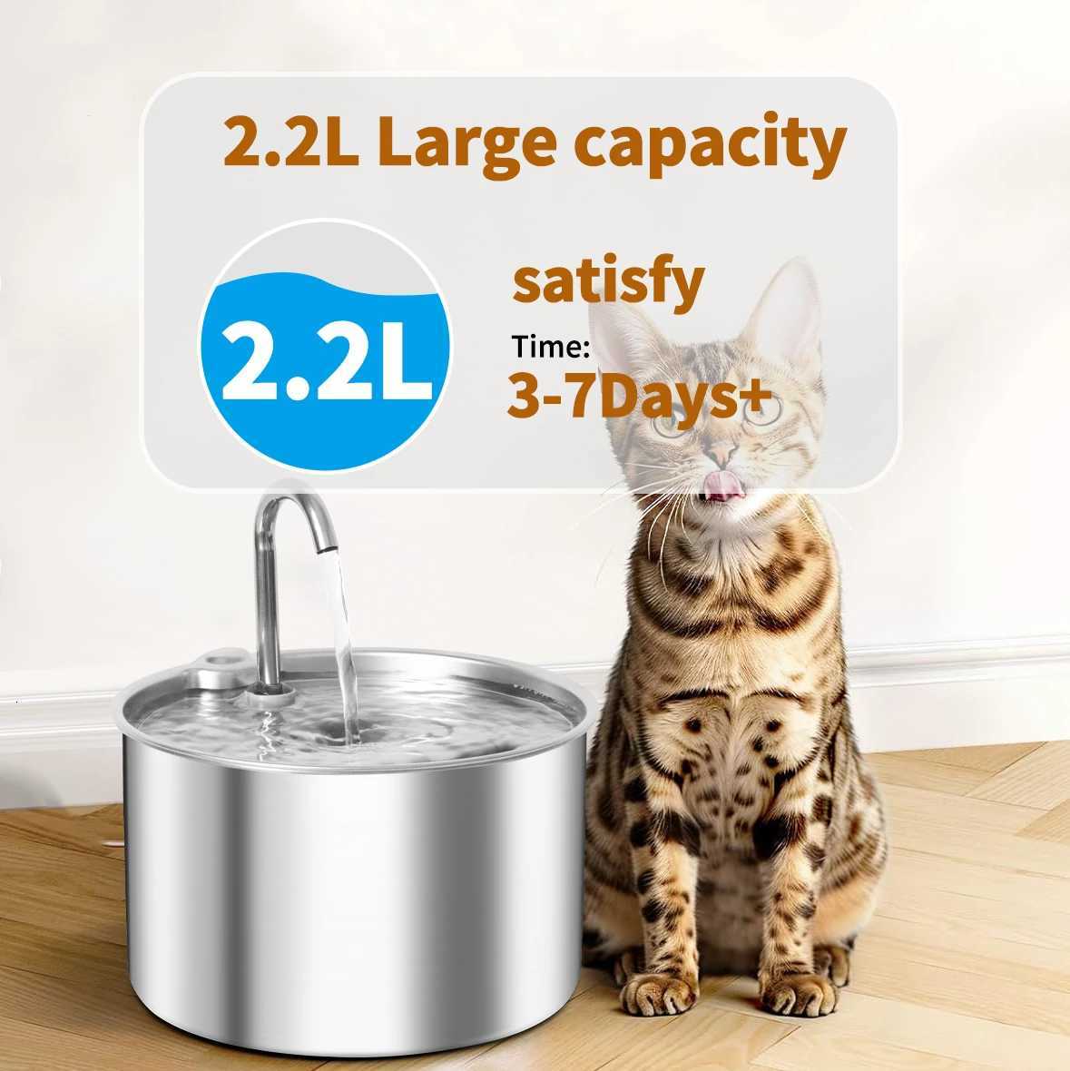 Stainless Steel Cat Water Fountain 22L Pet Water Dispenser With Filter Dog Drinking Fountain For Cats Ultra Quiet Water Pump M251204