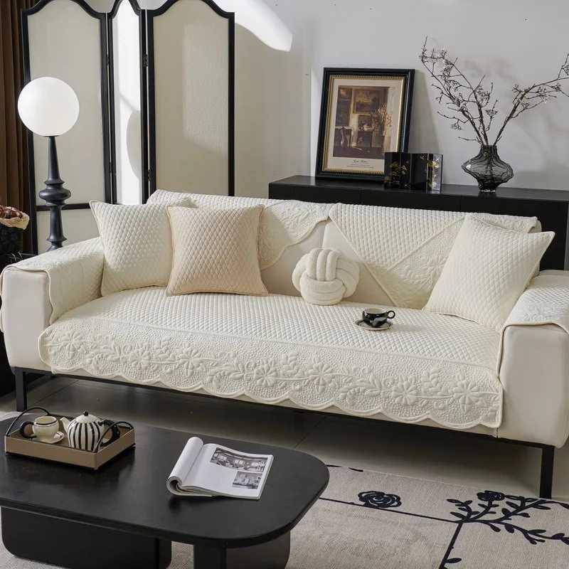 Short Pulsh Sofa Cover Non-Slip French Style Sofas Cushion Solid Color L Shape Couch Towel Protector for Living Room Decor M251204 - view 7