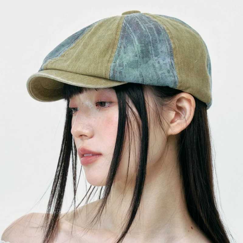 Retro Color Matching Denim Forward Hats for Women Spring and Summer Travel Casual Versatile Show Face Small Vintage Berets CapXJ251204 - view 4