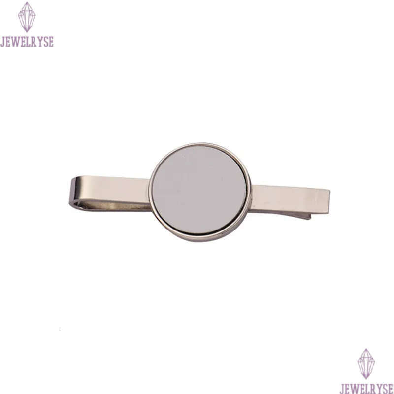 Fashion DIY Sublimation Blank Designer Clips Accessory Round Shape Copper Jewelry for Man Business Silver Tie Clip Fathers Day Dad Birthday Gift Lengt