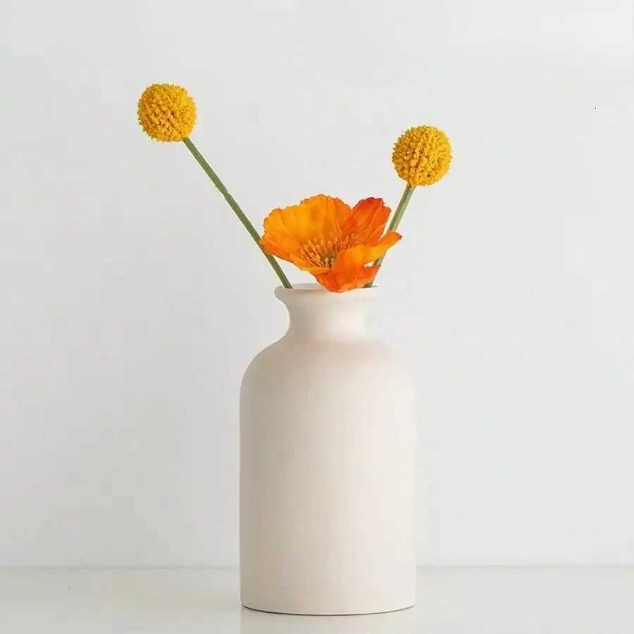 Minimalist Ceramics Vase Ceramic Flower Vase He Decoration Flower Arrangement on The Living Ro Desktop Ornament Accessories H251204