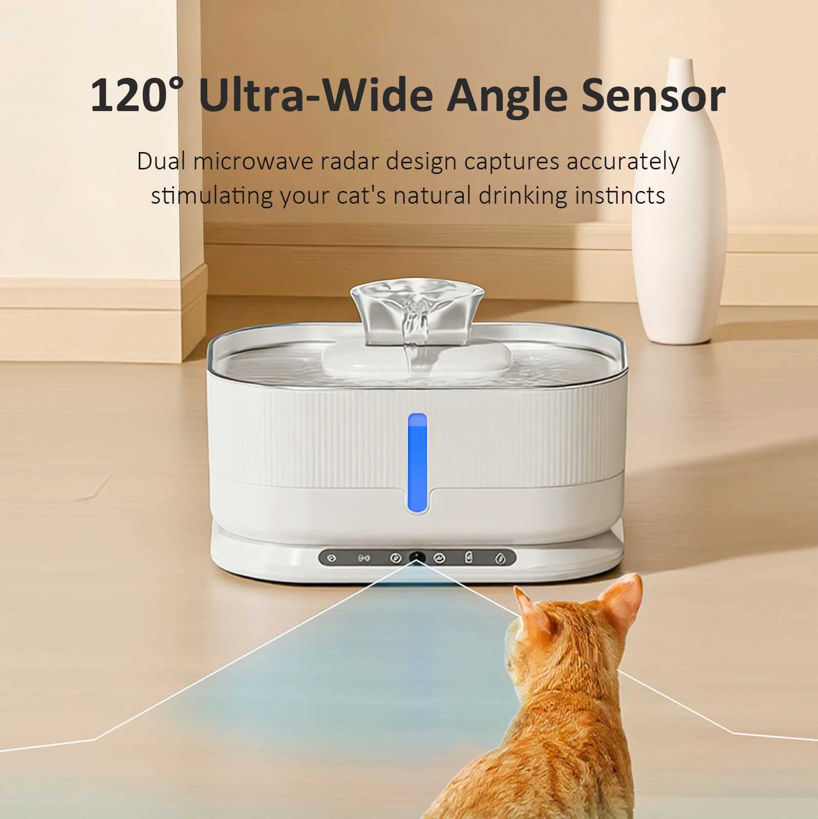 Wireless Cat Water Fountain Stainless Steel Smart Sensor Auto Circulating Filter LED Water Level Quiet Pet Drinking Dispenser M251204 - view 4