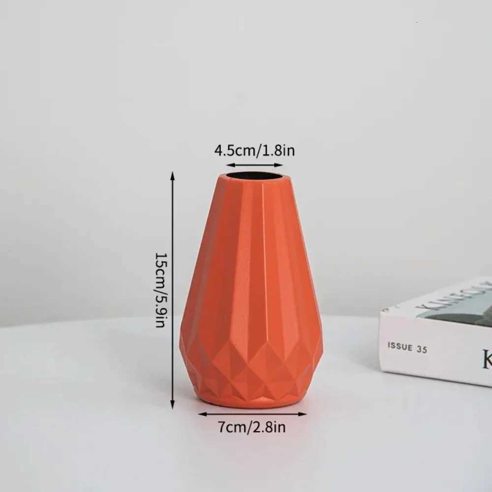 Diamond Shaped Flower Vase Fashion Imitation Ceramic Plastic Flower Pot Nordic Style Modern Flower Arrangement Living Ro H251204
