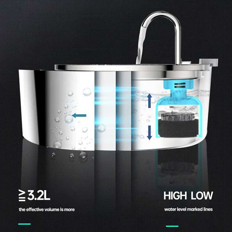 32L Cat Automatic Water Dispenser Pet Smart Induction Water Feeder USB With Filter Stainless Steel Dog Feeder Pet Supplies M251204