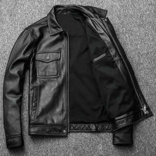 Mens Genuine Leather Jacket High End Motorcycle Biker Coat Autumn Winter New Lapel Style Riding Suit Fashion Real Leather OuterwT251204