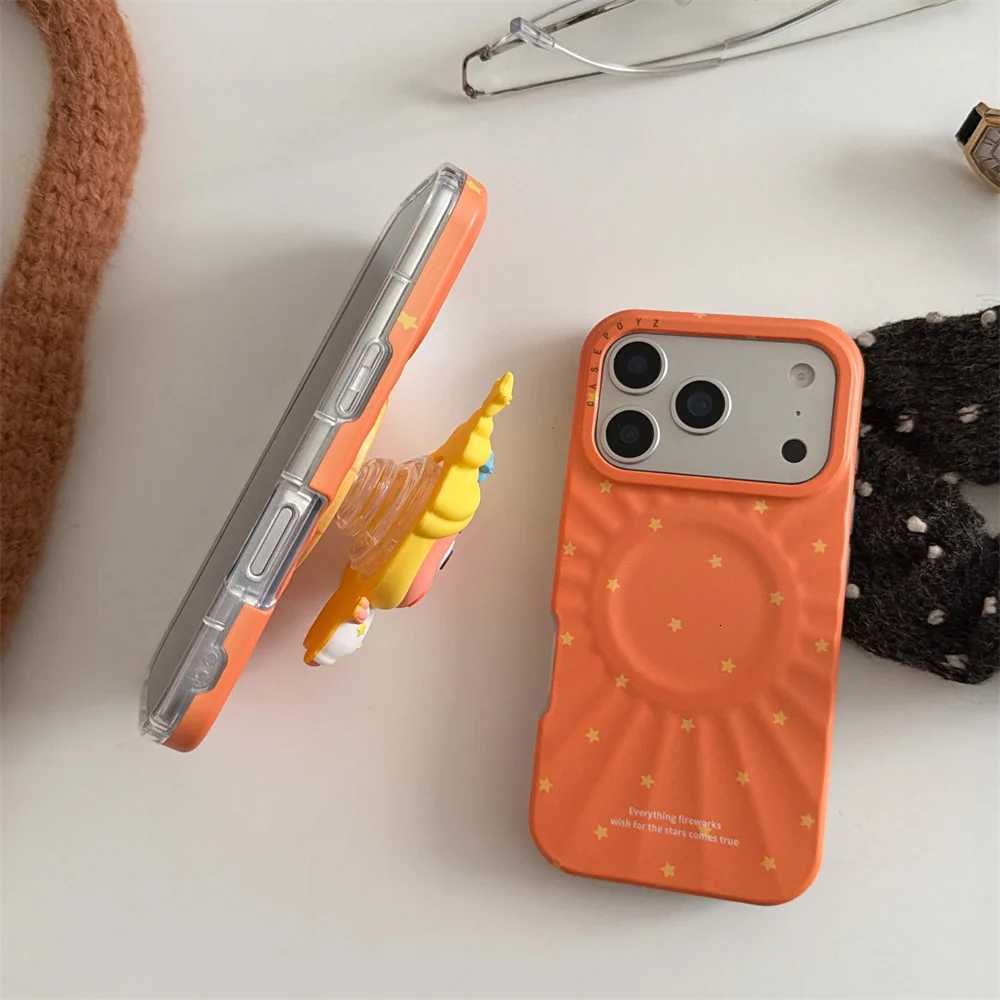 Cute Cartoon Star With Magnetic Stand Phone Case For iPhone 17 Pro Max 16 Pro 14 15 Cases Protective Cover Holder Fundas H251203