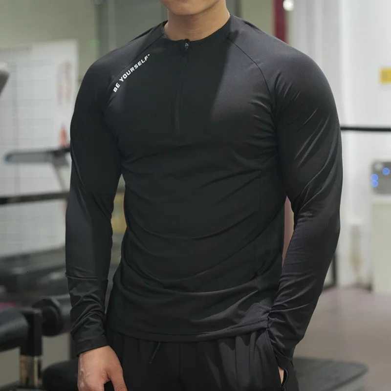 Mens Fitness Sports T-shirt Running Compression Tops Muscle Fit Shirts Long Sleeve Sweatshirt Jogging Breathable Activewear Y251204