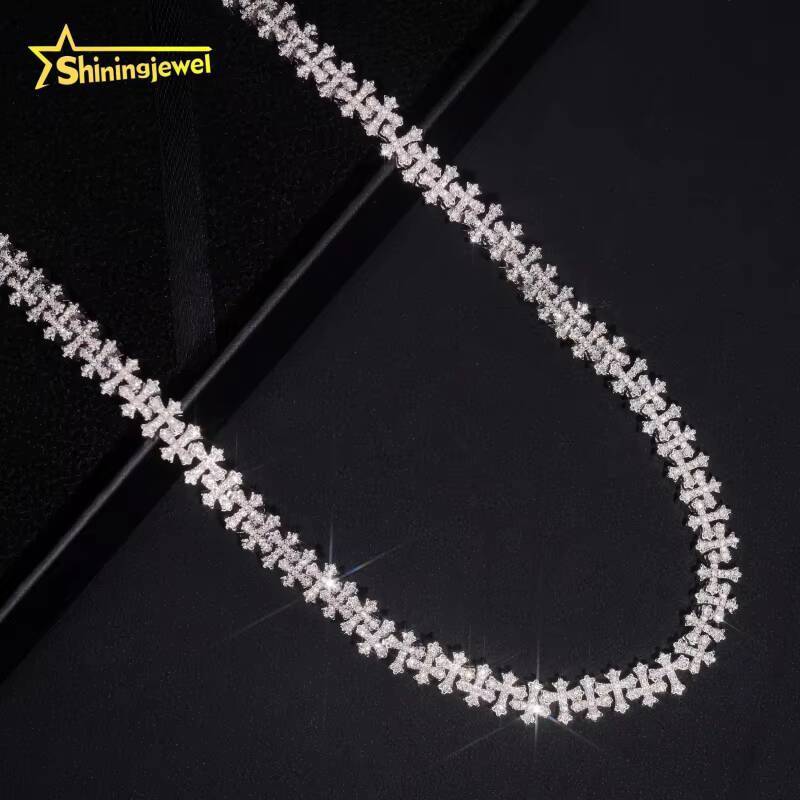 Wholesale Price Fine Jewelry Fashion Hot Selling 925 Sterling Silver Hip Hop 8mm Iced Out Infinity Cross Necklaces Bracelet