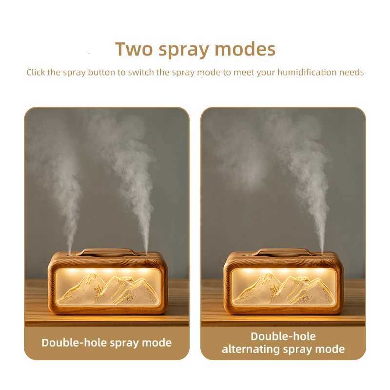 Dual-Spray Snow Mountain Humidifier Small He Desktop Atmosphere Lamp Moisturizing with Large Spray C251204