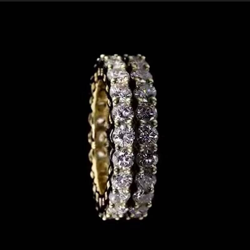 Wholesale S925 Sterling Silver VVS1 Moissanite Diamond Engagement and Wedding Ring Full Eternity Band Ring