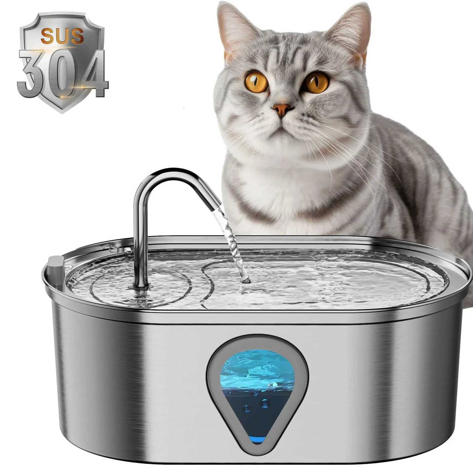 Stainless Steel Pet Water Feeder Cat Automatic Water Fountain USB Electric Mute for Cat Dog Filter Fountain Smart Drinking Bowl M251204 - view 1
