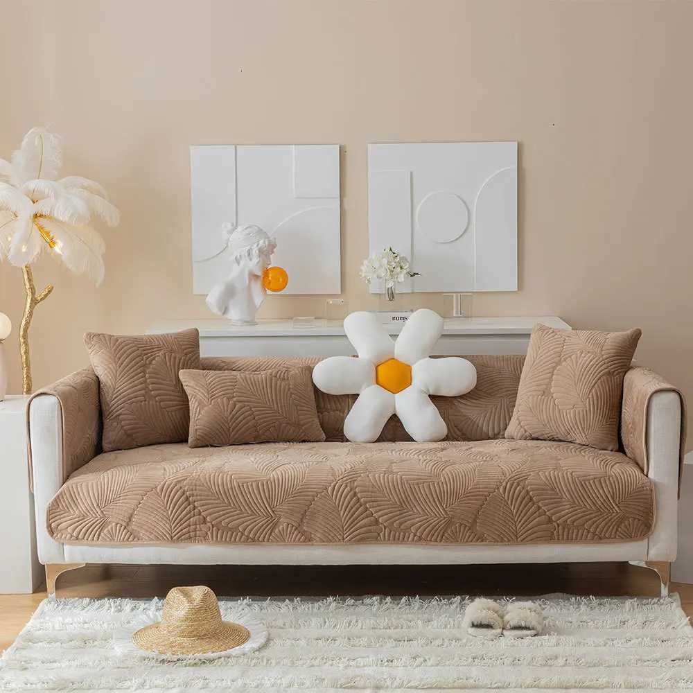Spring Jacquard Sofa Cushion Solid Color Plush Banana Leaf Sofa Cushion Living Room Sofa Cover Cushion Towel Non-Slip Thickening M251204 - view 3