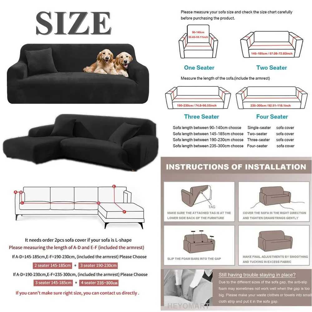 Velvet Sofa Cover Elastic Thick L Shaped Corner Sofa Slipcover for Living Room 1/2/3/4 Seater Stretch Cover for Couch Armchair M251204 - view 6