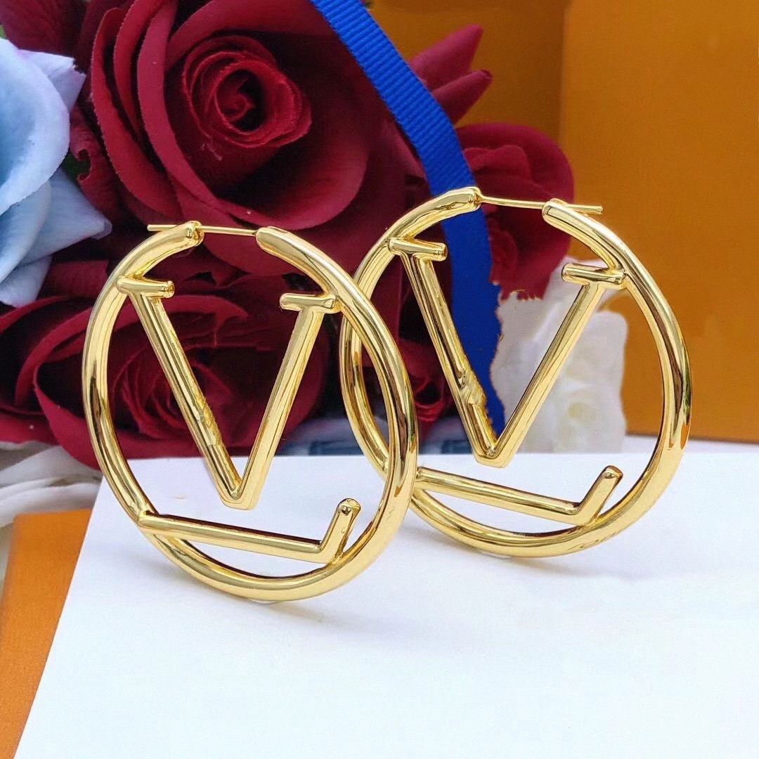 earring Luxury big gold hoop earrings lady women girls ear Earring studs set Designer earrings Gift engagement 76km#