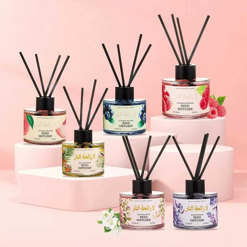 100ml Flameless Aromatherapy Essential Oil Lavender Rose Scented Fragrance Oil with Reed Diffuser Stick Room Air Freshener Decor Y251204