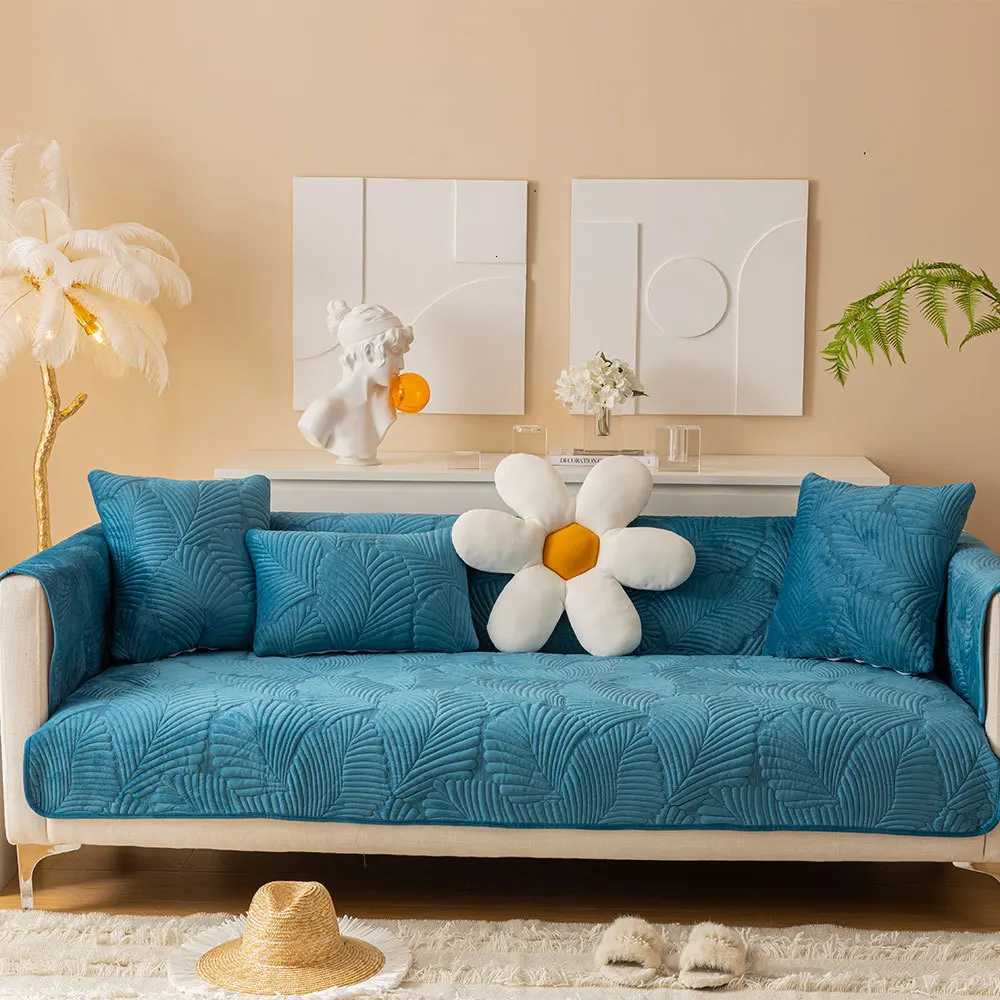 Spring Jacquard Sofa Cushion Solid Color Plush Banana Leaf Sofa Cushion Living Room Sofa Cover Cushion Towel Non-Slip Thickening M251204 - view 5