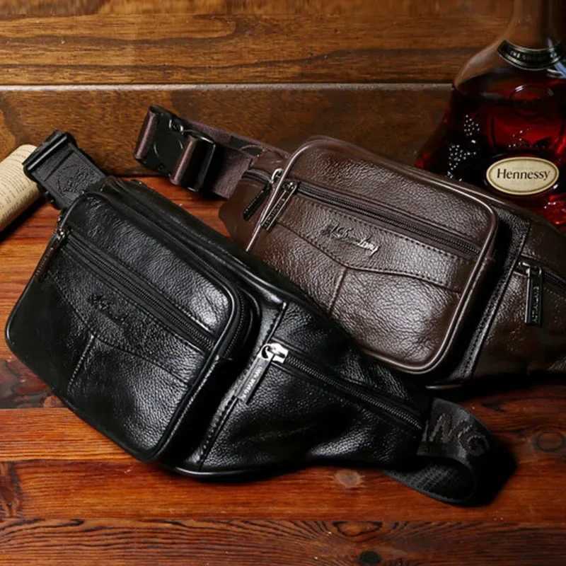 Top Grade Leather Waist Bag 2024 New Men Fanny Pack Purse Designer Running Fitness Belt Bag Phone Pack Male Crossbody Chest BagsT251204