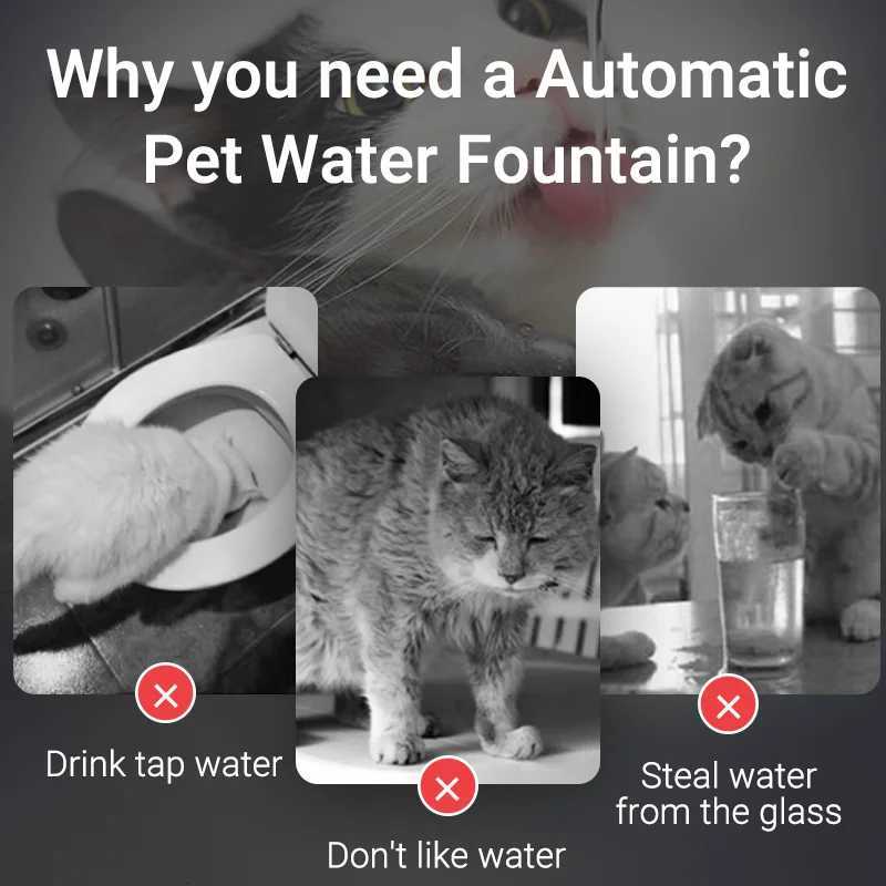 ROJECO Smart Cat Water Fountain Automatic Pet Water Dispenser For Cats Dog Drinking Purifier Fountain with Recirculate Filters M251204