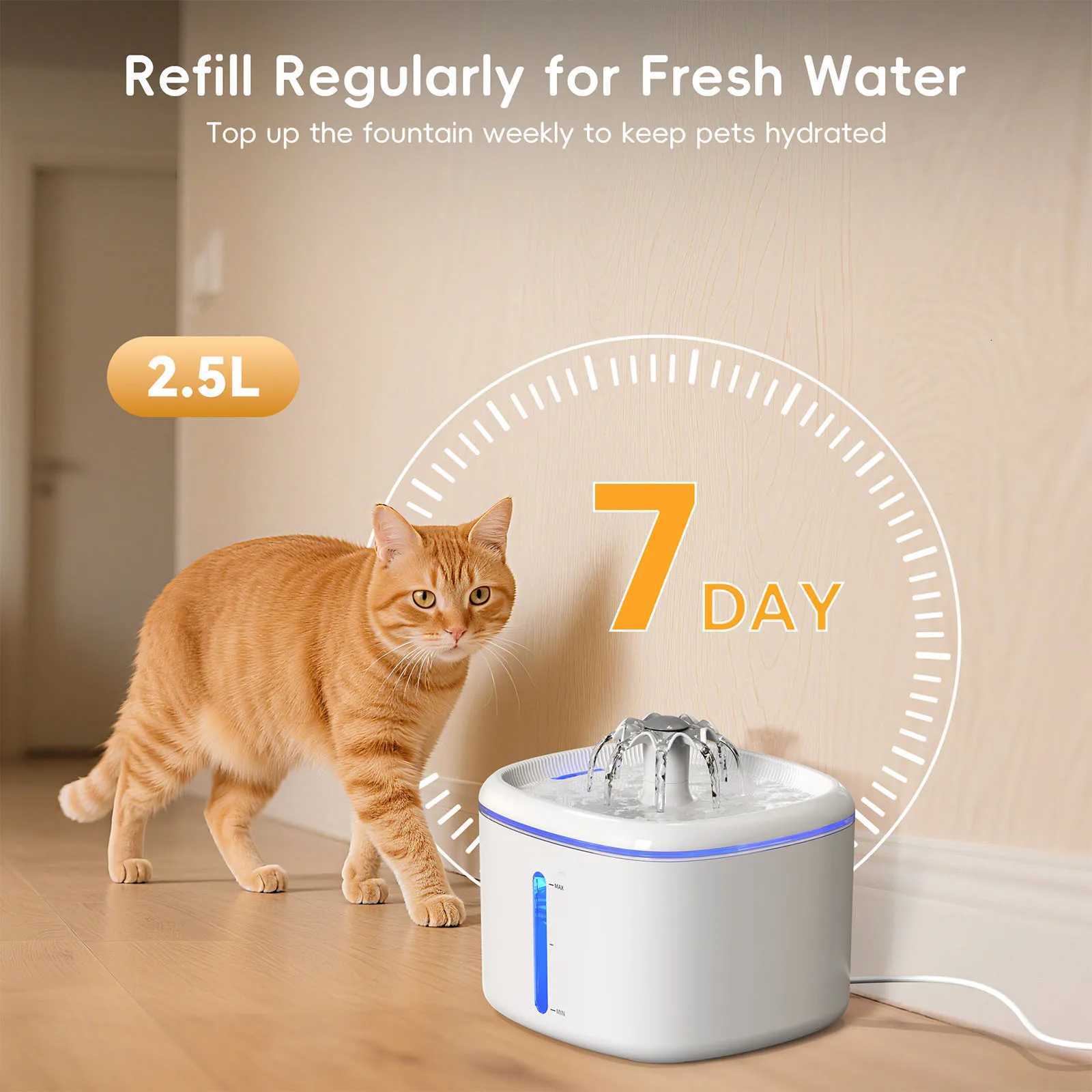 Cat Water Fountain Pet Drinking Bowl 25L With Auto Recirculate Filter USB Electric Mute Multi Function Cat Water Dispenser M251204 - view 4