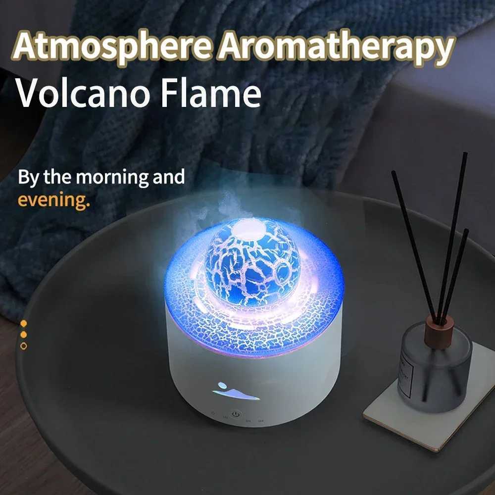 Fire Ara Volcano Diffuser Essential Oils for He Colorf Light Jellyfish Ring Flame Diffuser Air Humidifier Planet Fireball C251204
