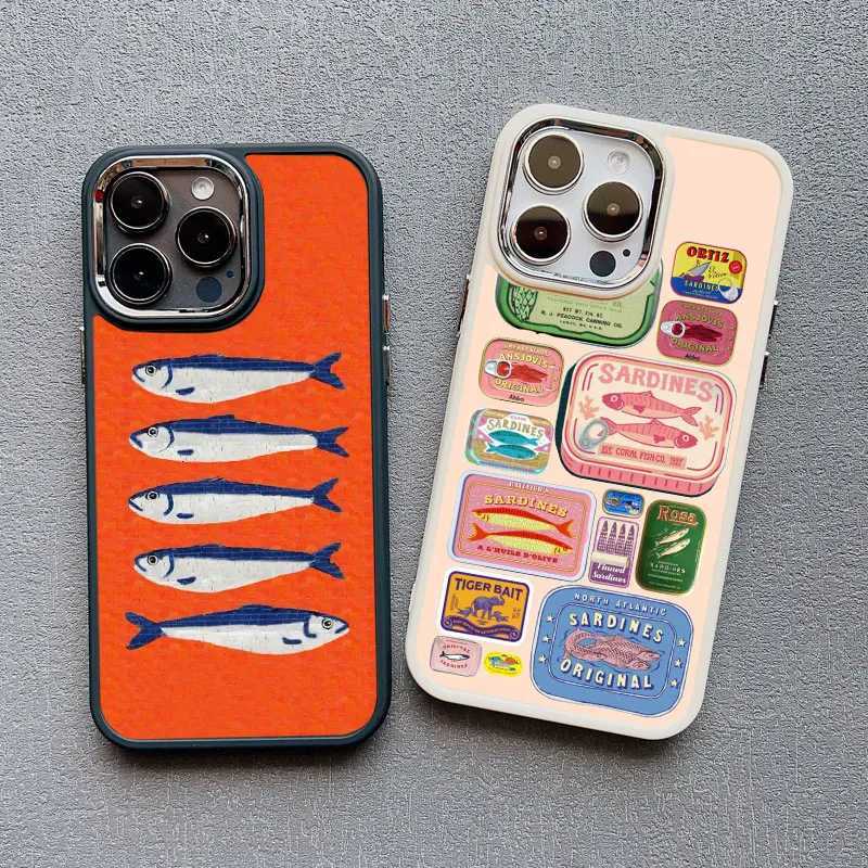 Silicone Phone Case For iPhone 14 13 12 11 Pro Max 16 15 Pro Max Plus XR XS X 7 8 SE2 Fish Funny Sardines Shockproof Back Covers H251203