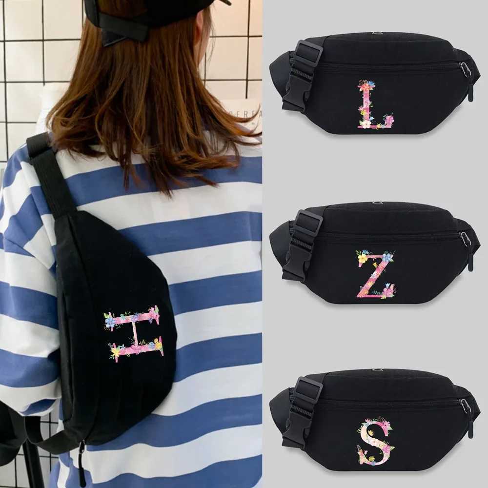 Chest Bag Travel Waist Bags Unisex Pink Letter Series Printing Lightweight Leisure Sports Banana Bags Canvas Fanny Pack 2024T251204