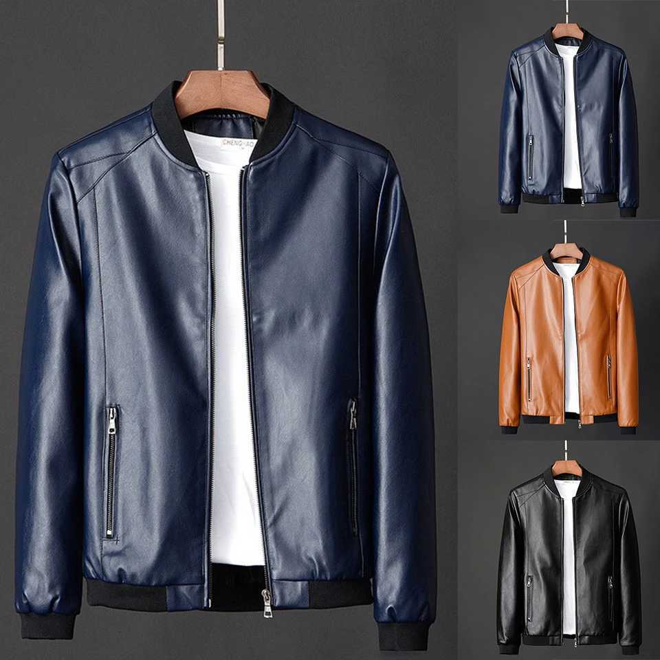 Men Faux Leather Jackets Slim Fit Warm Plush Handsome Business Coat OuterwearT251204