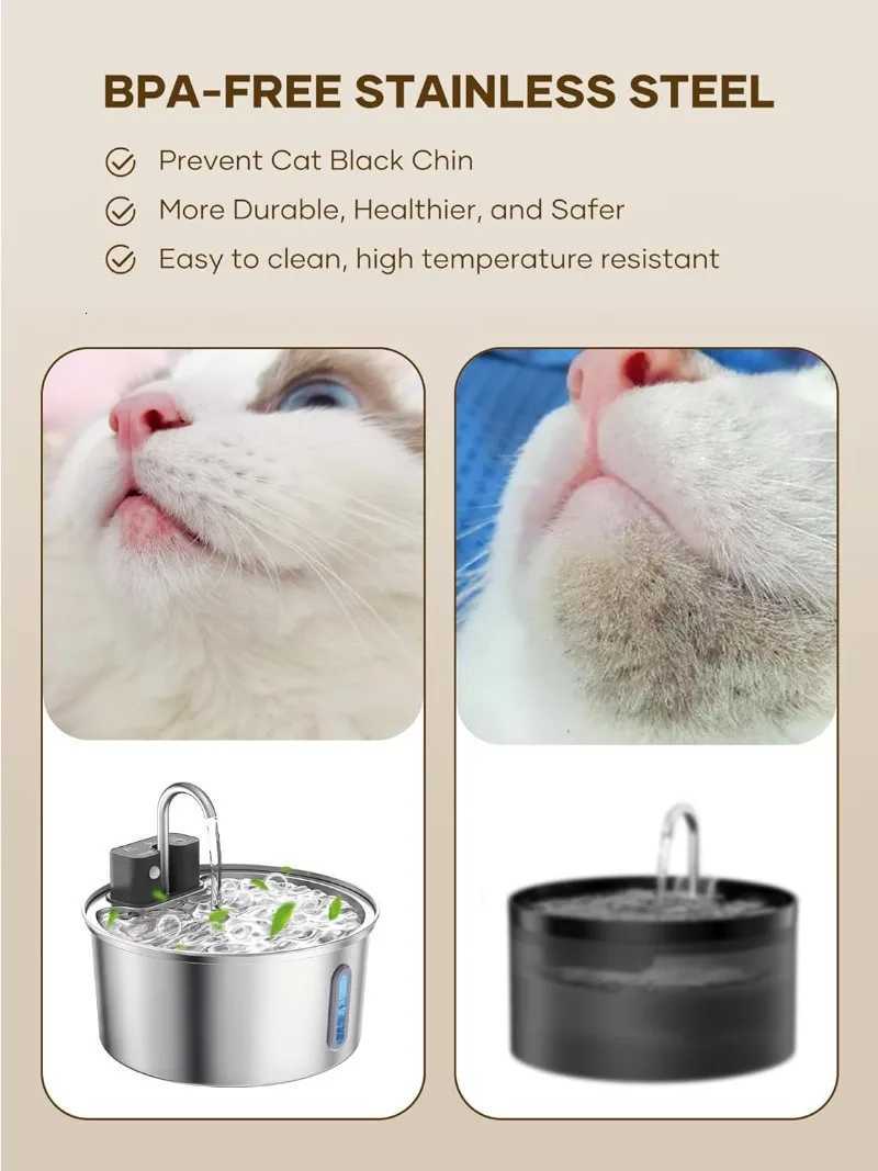 32L Wireless Stainless Steel Cat Water Fountain With 4000mAh Battery Sensor Automatic Filtration Pet Water Drinker Dispenser M251204