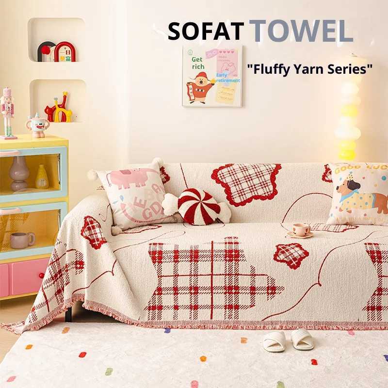 Red Waterproof Cat-Proof Sofa Cover One-Piece Thick Chenille Full Coverage for 2/3/4 Seater M251204 - view 5