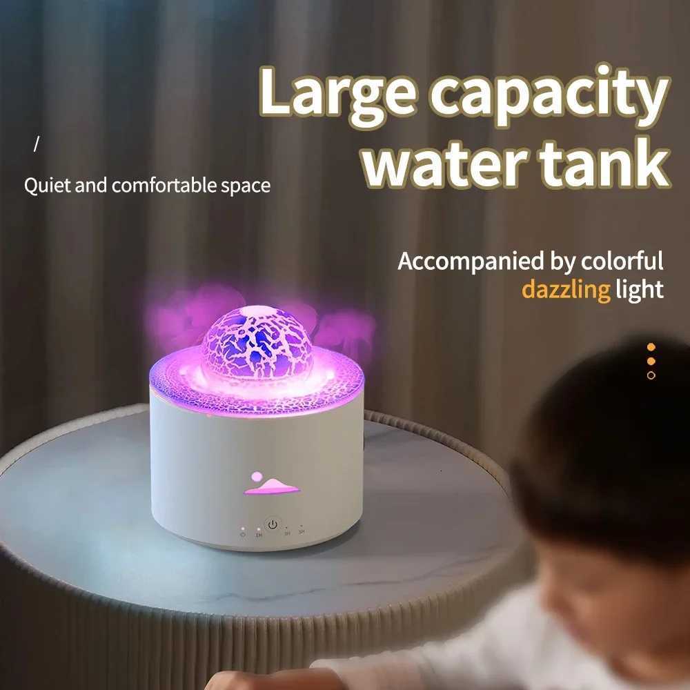 Fire Ara Volcano Diffuser Essential Oils for He Colorf Light Jellyfish Ring Flame Diffuser Air Humidifier Planet Fireball C251204
