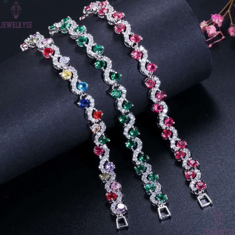 exquisite womens bracelets designer jewelry charm bracelet round switzerland AAA cubic zirconia red white ruby 18K gold plated silver brass bangles fo