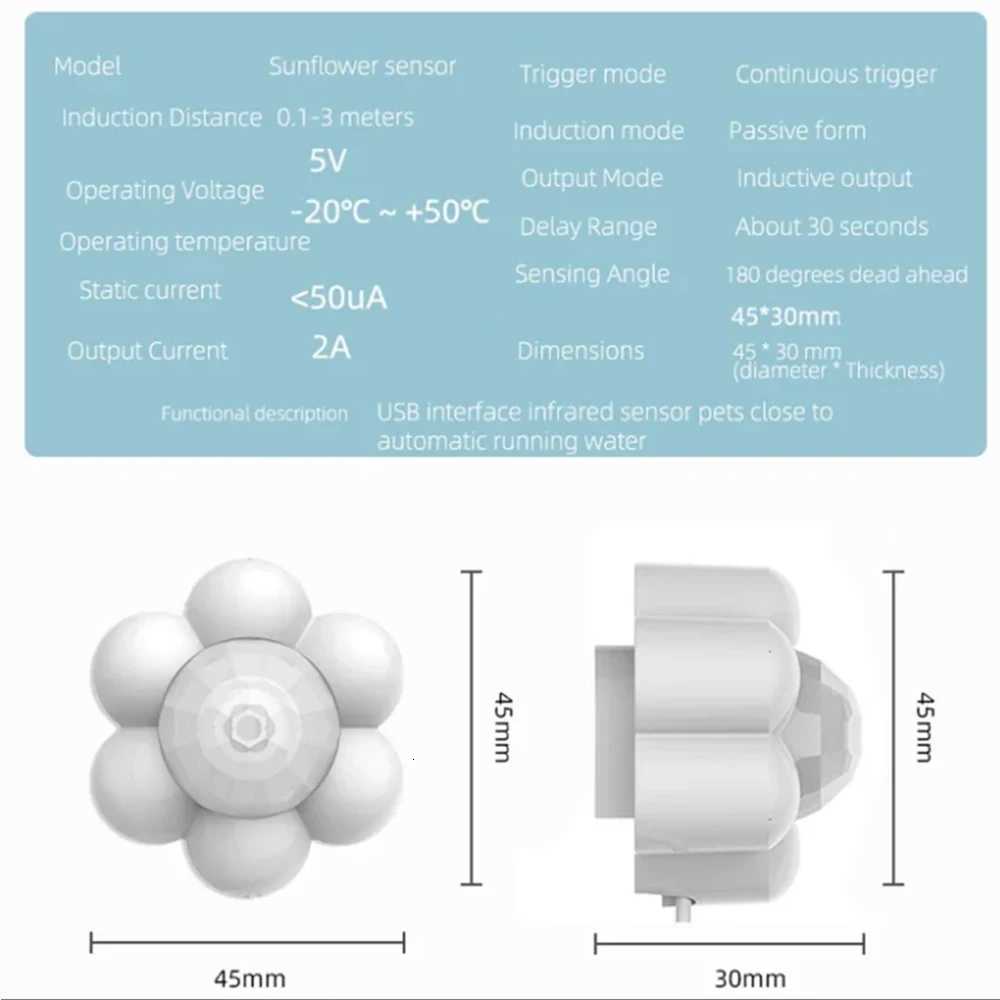 Automatic Home Pet Water Dispenser Motion Sensor Filter Fountain Universal Infrared USB Powered Detector Dog Cat Accessories M251204