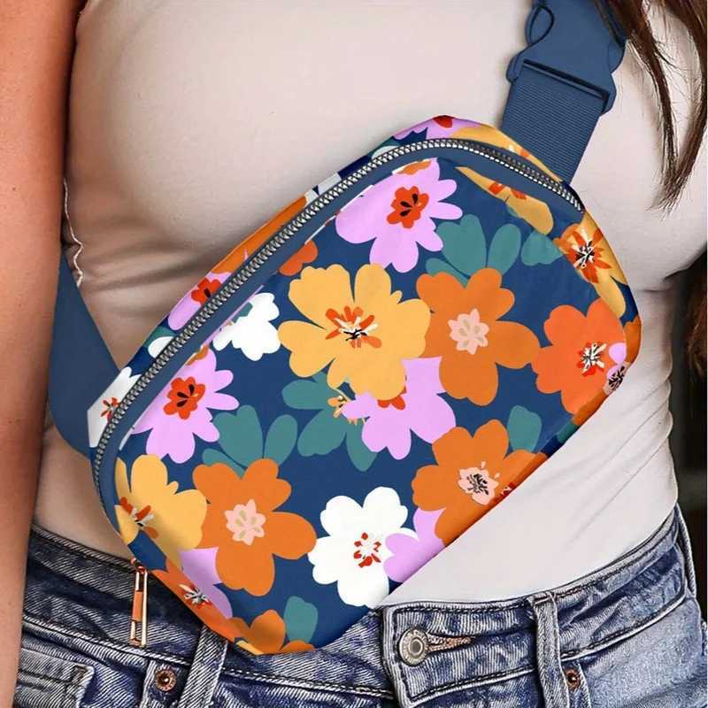Fashionable printed large-capacity lightweight womens waist bag sporty portable single-shoulder bag and chest bag 1 PcsT251204