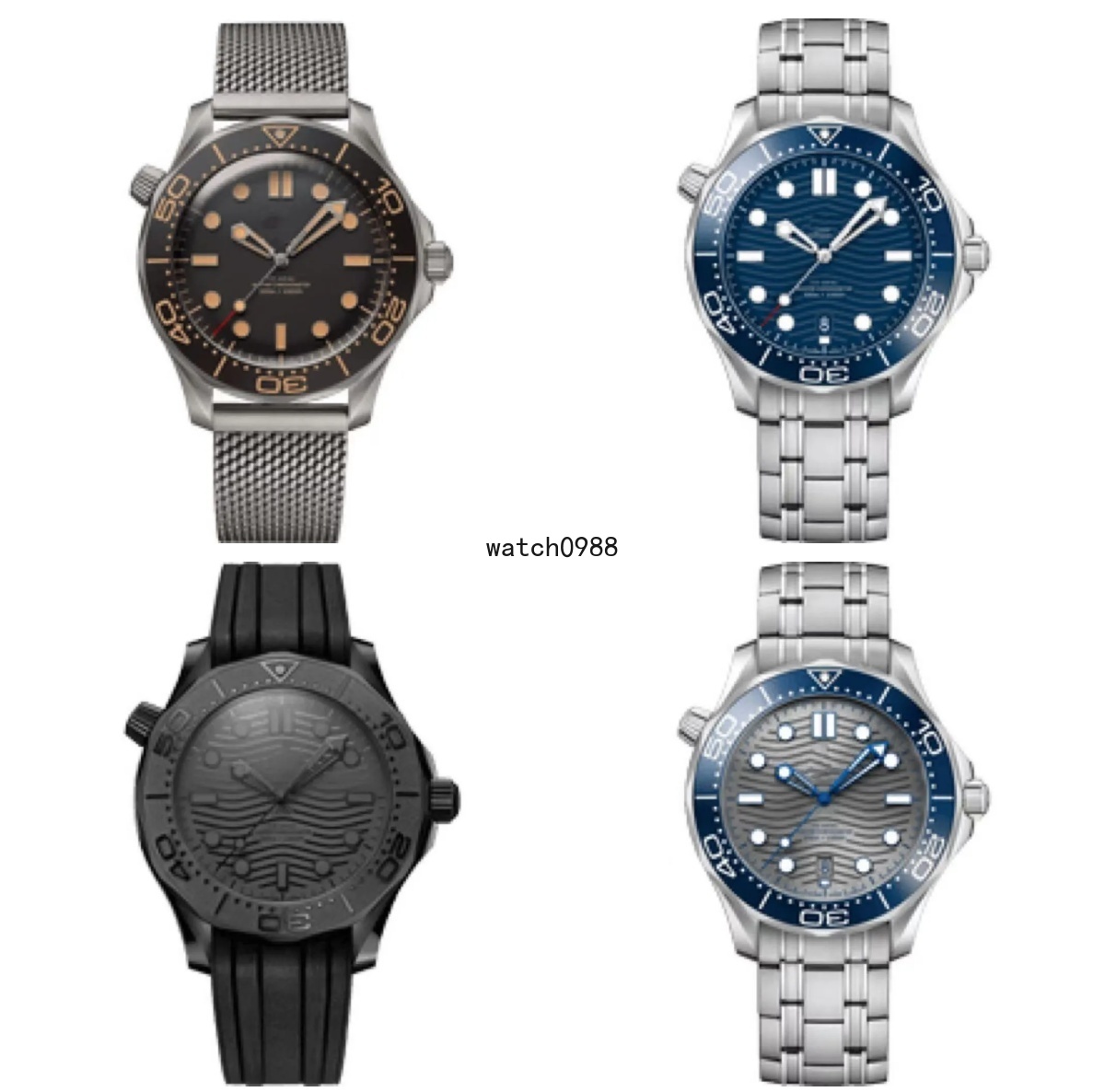 AAAAA Men Watches 300 automatic watch Stainless steel/Rubber waterproo Wristwatches sapphire mens watch reloj orologio montre speed sea master omags03