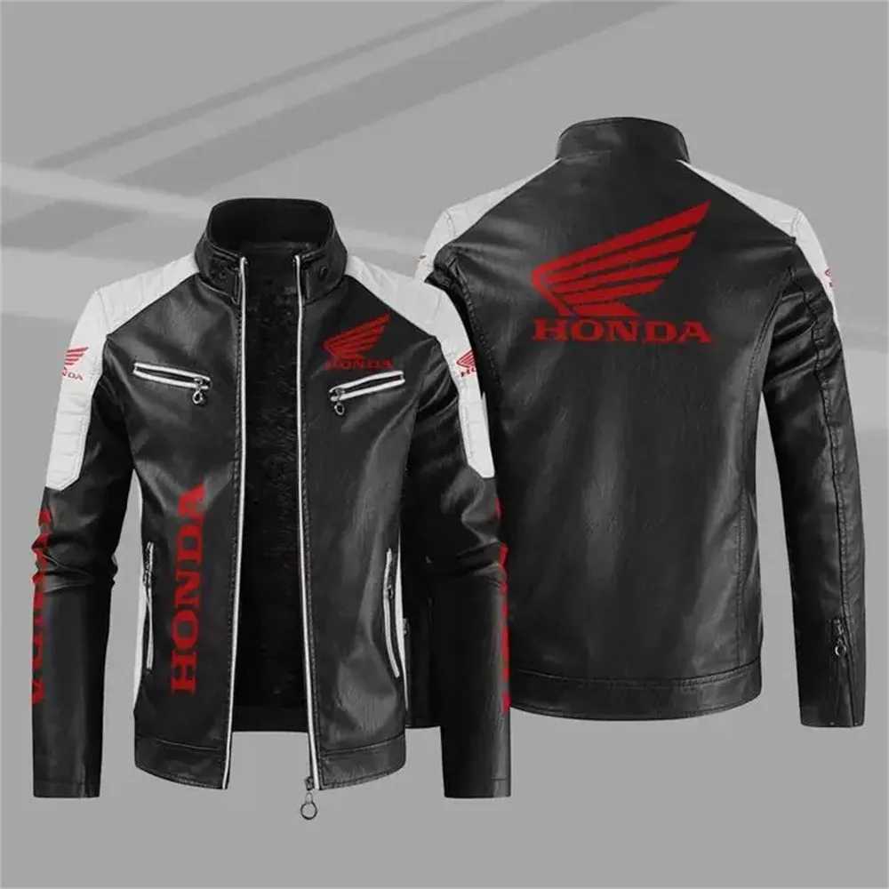 New Winter Mens PU Leather Jacket Honda Fashion Motorcycle Pilot Zipper Jacket Wool WarmthT251204
