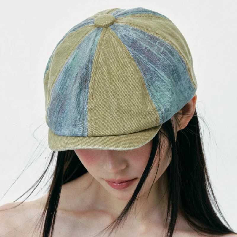 Retro Color Matching Denim Forward Hats for Women Spring and Summer Travel Casual Versatile Show Face Small Vintage Berets CapXJ251204 - view 5