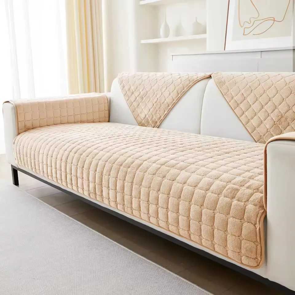 Flannel plaid sofa cover universal non-slip thickened living room decorative sofa backrest cover plush dustproof seat cushion M251204 - view 4