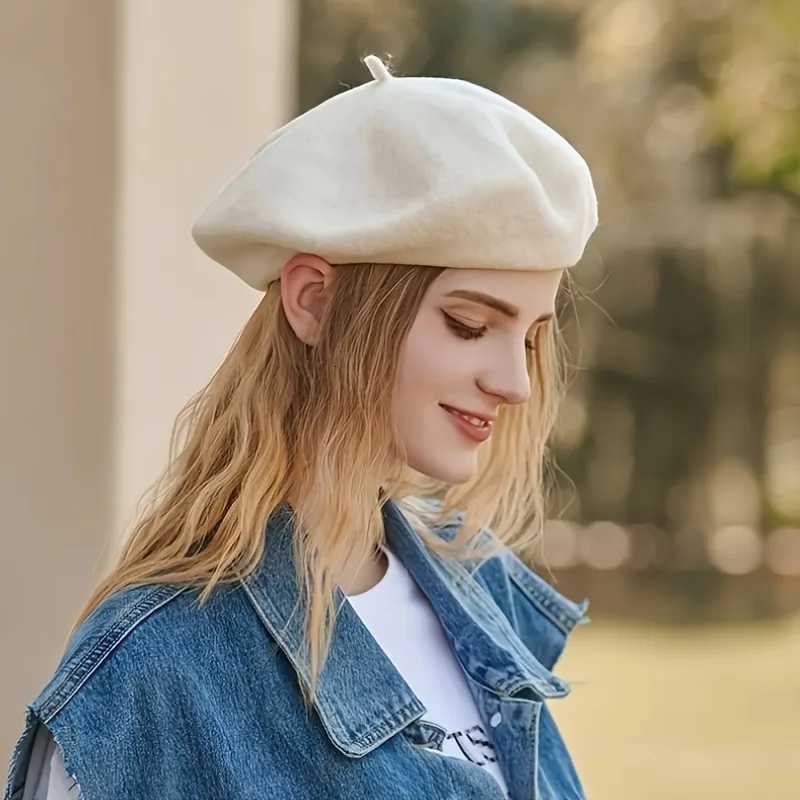 1pc Retro Knitted Beret Autumn And Winter Womens Fashion Painter Hat - Soft Lightweight For Daily Use Travel PhotographyXJ251204 - view 5