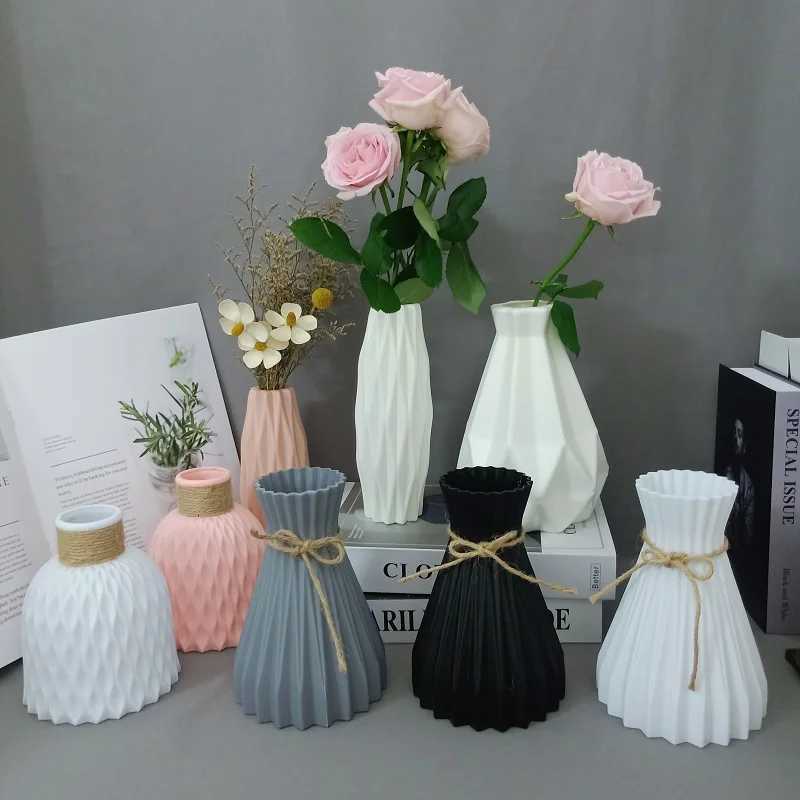 Plastic Flower Vases He Decor Anti-ceramic Vases Unbreakable Imitation Arrangement European Wedding Modern Decorations Basket H251204