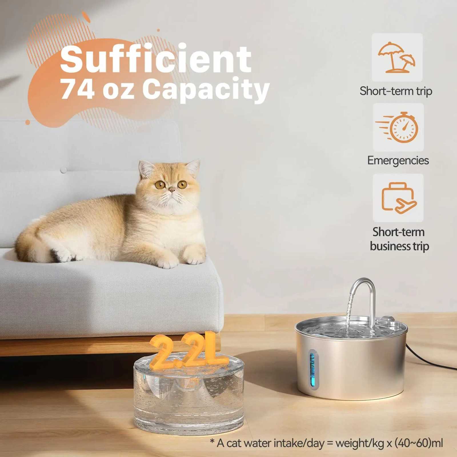 Cat drinking water device cat automatic water supply with visible water level window stainless steel pet automatic water feede M251204 - view 4