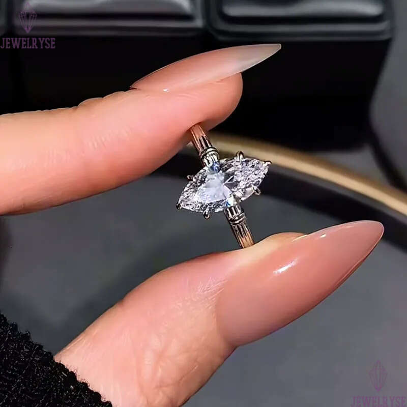 original vintage 6X12mm s925 sterling silver designer ring for woman wedding party 5A cubic zirconia luxury engagement diamond rings jewelry size 5-9 