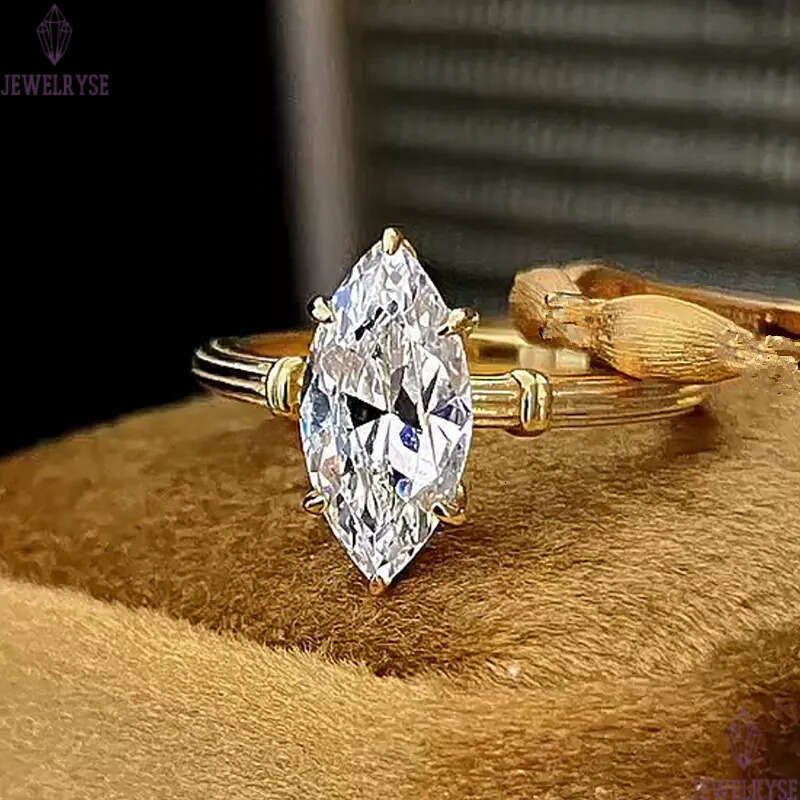 vintage 18k gold 6X12mm s925 sterling silver designer ring for woman diamond wedding party 5A cubic zirconia luxury engagement rings wed jewelry size 