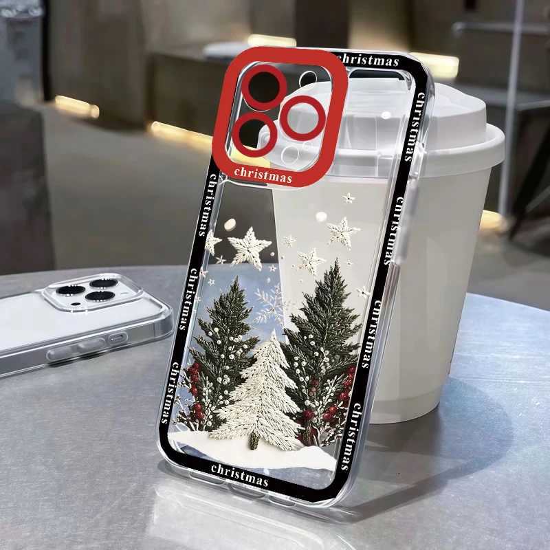 Trendy New Year Christmas Tree Snowman Transparent Phone Case For IPhone 16 15 17 11 13 14 Pro Max Plus 17 Air 12 Mini 16E Cover H251203