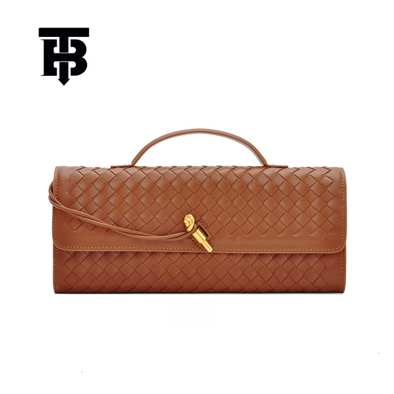 TB BHULAMTE Designer Luxury Women's Shoulder Bag Fashion Weaving Horizontal Armband Stick Bag Soft Leather Portable Trendy Handbag Casual Student