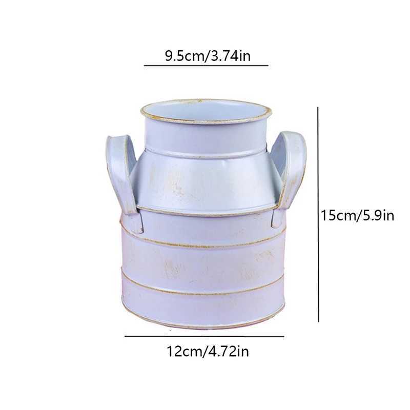 Garden Plants Flower Vase Iron Bucket Metal Vase Craft Holder He Decor Galvani Finish Balcony Country Rustic Desktop Bucket H251204