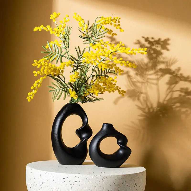 CAPIRON Ceramic Matte Vase Set of 2 for as Grass Dried Flower Modern Nordic Accessories He Decoration Tabletop Interior H251204