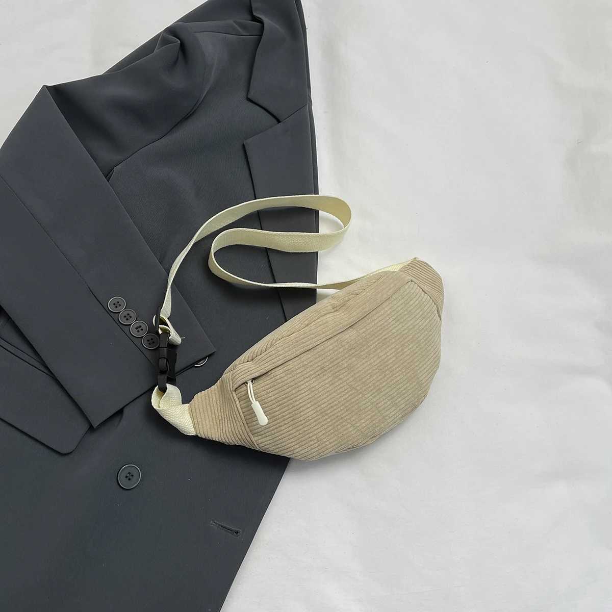 Casual Corduroy Belt Bags for Women Fashion Fanny Pack Female Banana Waist Bag Hip Purse Shoulder Crossbody Chest Bag PocketT251204